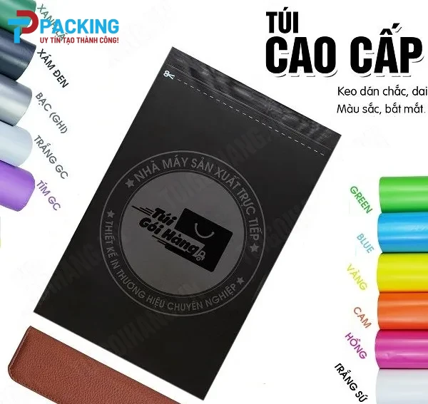 Túi gói hàng đen in logo thương hiệu