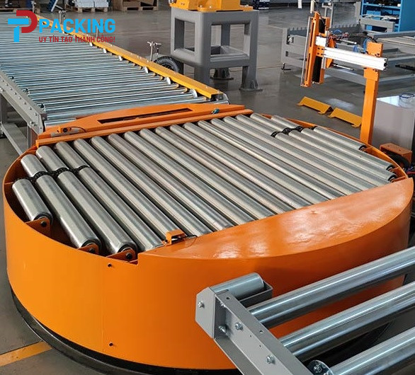 Máy quấn màng bàn xoay băng tải