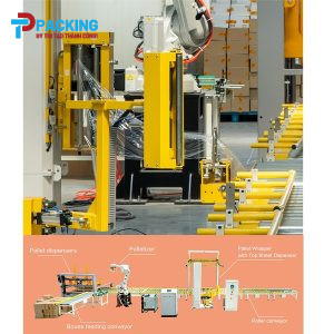 Máy quấn màng co pallet phủ tấm top film