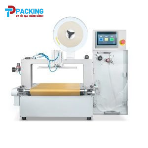 MÁY BÓ ĐAI GIẤY TỰ ĐỘNG VỚI BĂNG TẢI VÀ XILANH ÉP TP-05BP