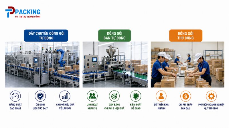 Dây Chuyền Đóng Gói Tự Động So Với Bán Tự Động Và Thủ Công: Ưu Điểm Vượt Trội Rõ Ràng