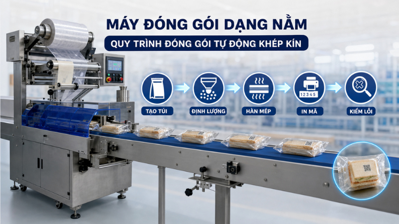 Máy đóng gói dạng nằm: Định nghĩa, ứng dụng và nguyên lý vận hành