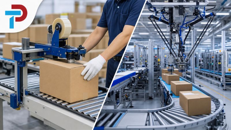 So Sánh Dây Chuyền Đóng Gói Tự Động Và Bán Tự Động Về Tính Năng Và Hiệu Suất