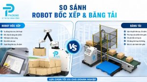 So Sánh Hiệu Quả Hoạt Động Giữa Robot Bốc Xếp Và Băng Tải