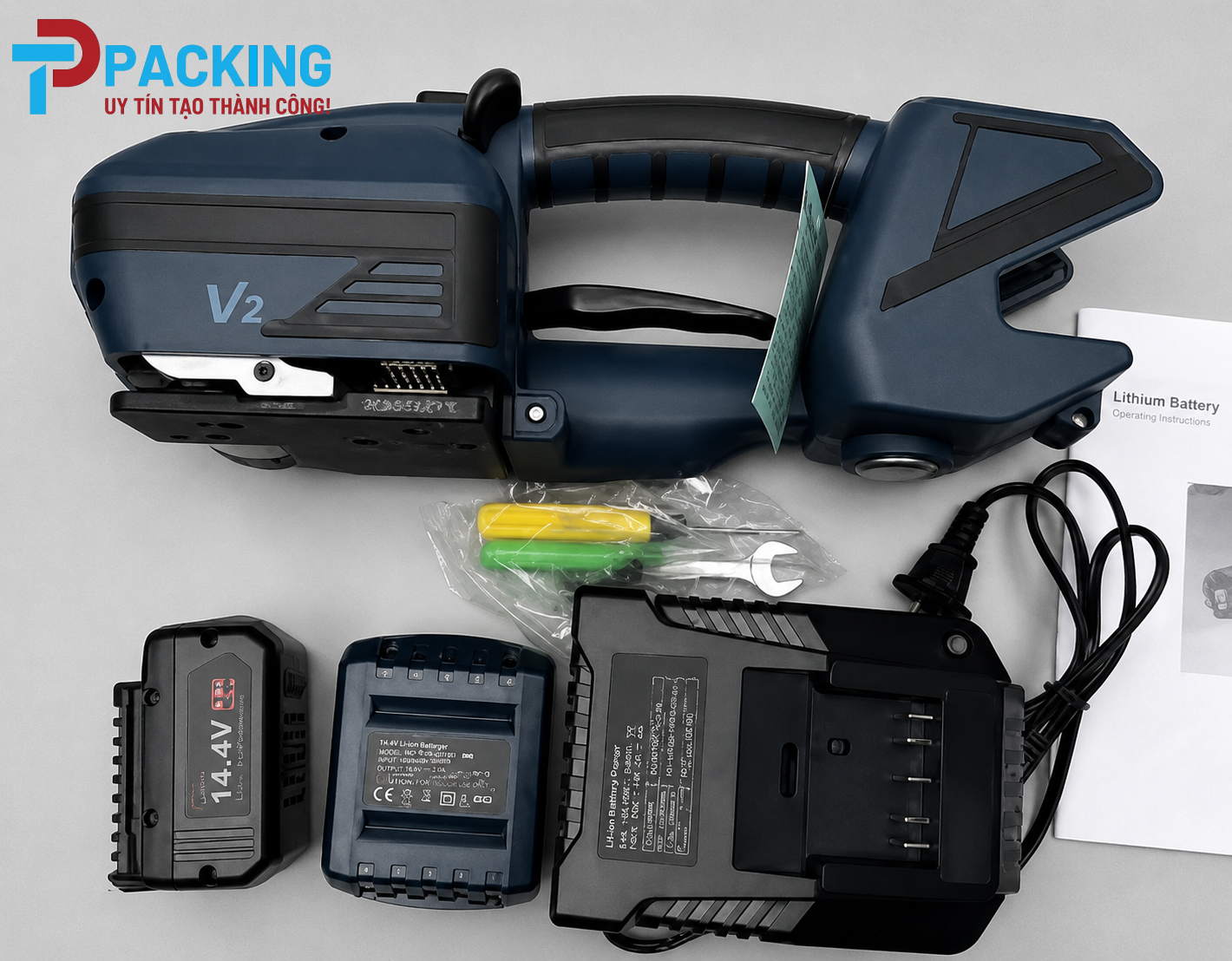 Máy đóng đai dùng pin cầm tay V2 Tín Phát Packing