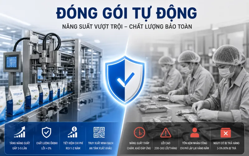 Lợi ích và vai trò của dây chuyền đóng gói tự động cho doanh nghiệp sản xuất