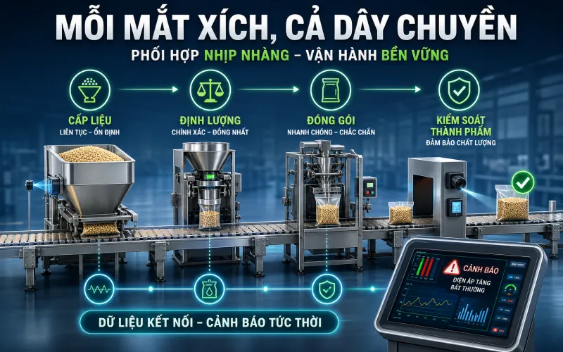 Quá Trình Phối Hợp Giữa Các Bộ Phận Trong Dây Chuyền Đóng Gói Quá Trình Phối Hợp Giữa Các Bộ Phận Trong Dây Chuyền Đóng Gói