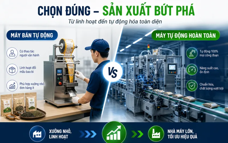 Tổng Quan Về Các Loại Máy Đóng Gói Cơ Bản Theo Mức Độ Tự Động Hóa