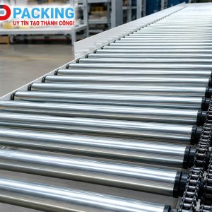 Băng tải con lăn xích kết hợp dây chuyền đóng gói